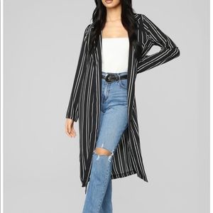 NWOT Fashion Nova Black & White a Stripped Duster